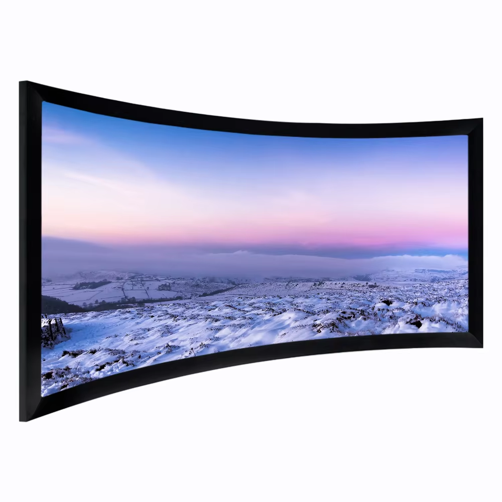 CineCurve 150-Inch Fixed Frame Projector Screen – Home Theater & Outdoor LED Matte White Display