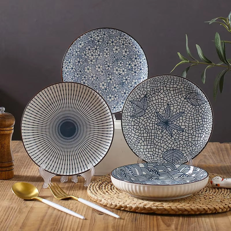 2023 China Factories 7 Inch 8 Inch Porcelain Plate 4 Designs Tableware Dinnerware Set Patterns Charger Plates Party Plates