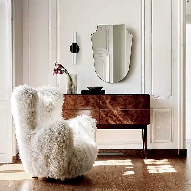 Cloudeluxe | Modern Sheepskin Lounge Chair – Teddy Fabric Armrest Sofa for Cozy Living