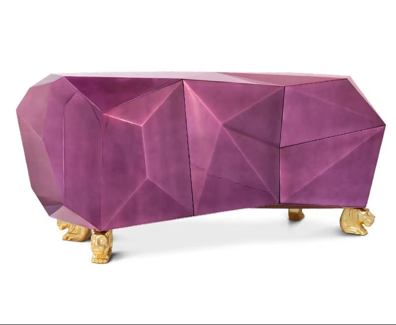 OEM Custom Diamond Pink Credenza Dining Room Furniture Sideboard Buffet Luxury Modern Design