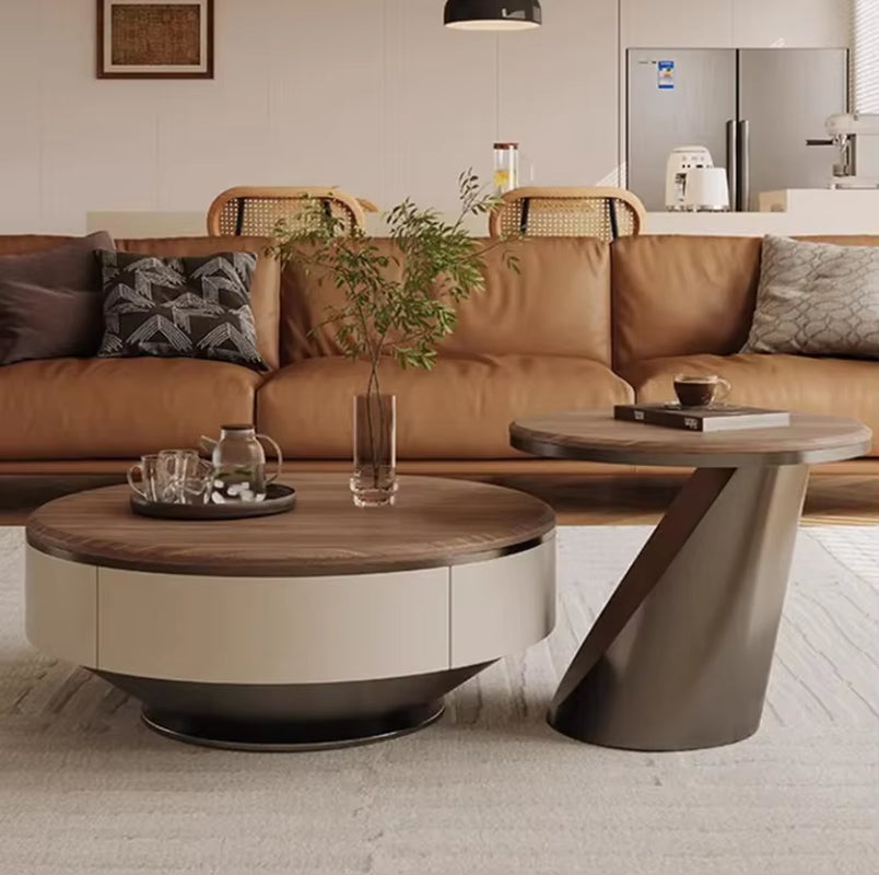 Classic Solid Wood Coffee Table Set Living Room Furniture Vintage Luxury round Coffee Table Modern Simple Design Coffee Table