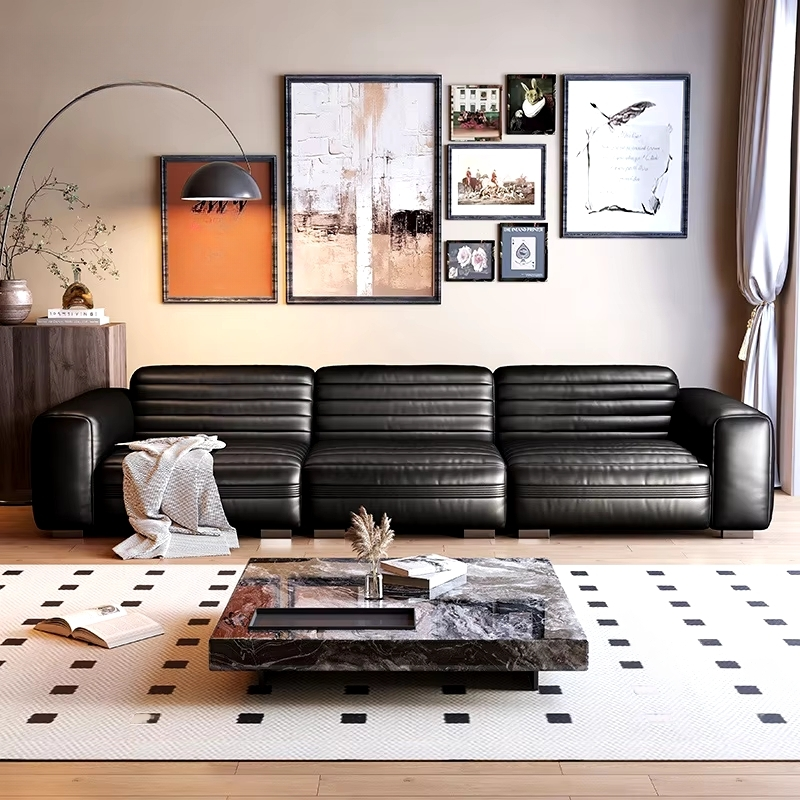 Cream Wind Luxury Leather Sofa – Premium Cowhide for Villas, Business Spaces, and Elegant Homes