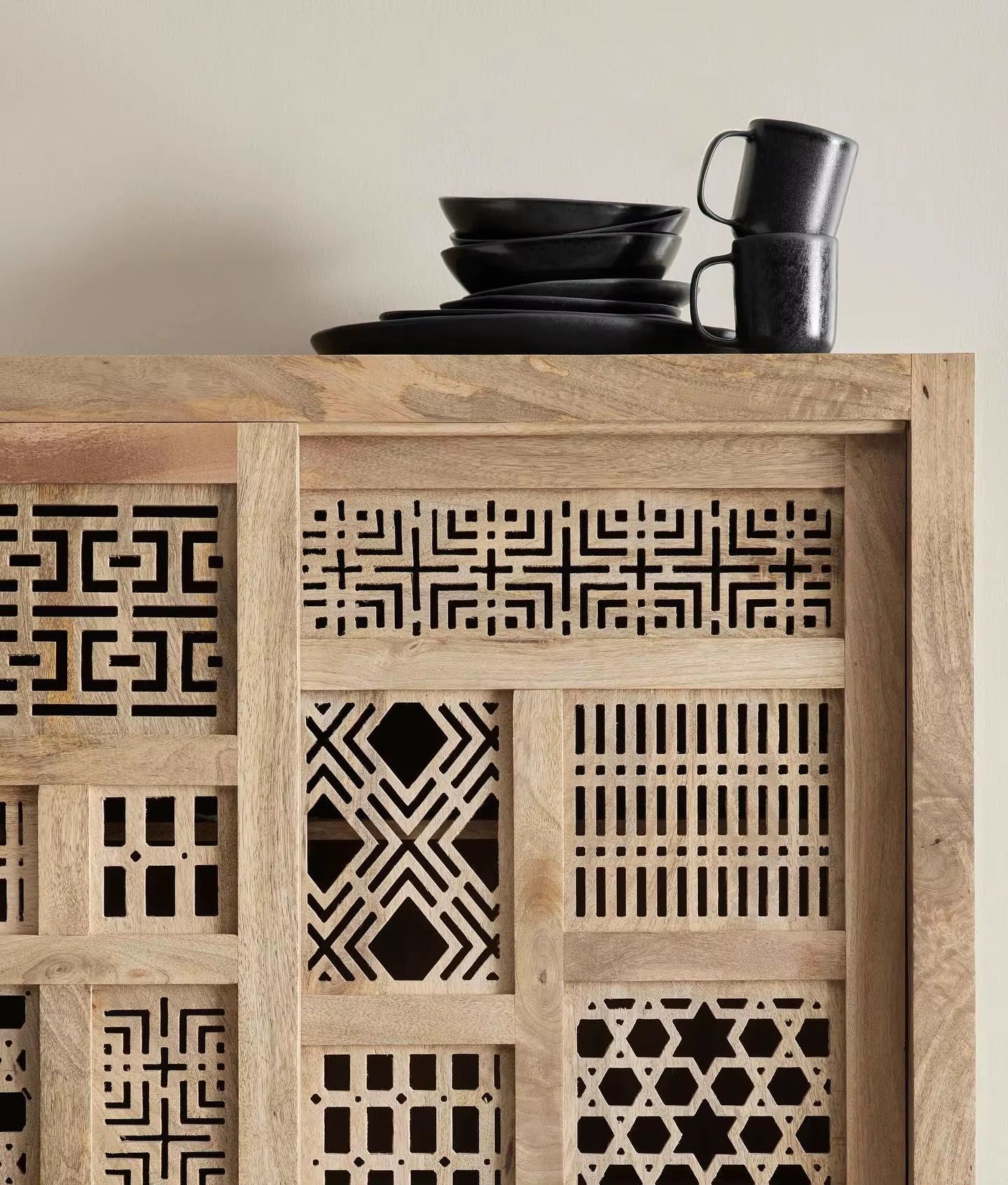 Canning Sliding Door Storage Cabinet Made from Mango Wood for Homes Offices and Hotels and for Dinning and Kitchen Storage OEM