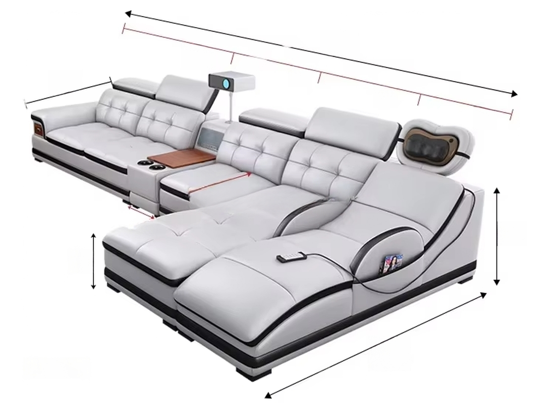 Modern Leather Electric Sofa Set – Recliner with Massage Chair & Integrated Speakers
