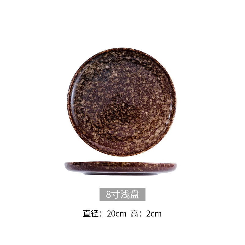2023 Creative Japanese Style Ceramic Dishes & Plates Bowls Set Vintage Dish Steak Plate for Household Restaurant Porcelain