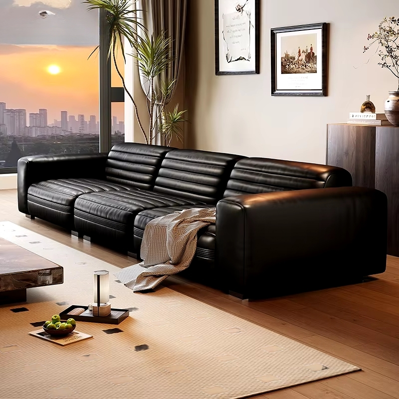 Cream Wind Luxury Leather Sofa – Premium Cowhide for Villas, Business Spaces, and Elegant Homes