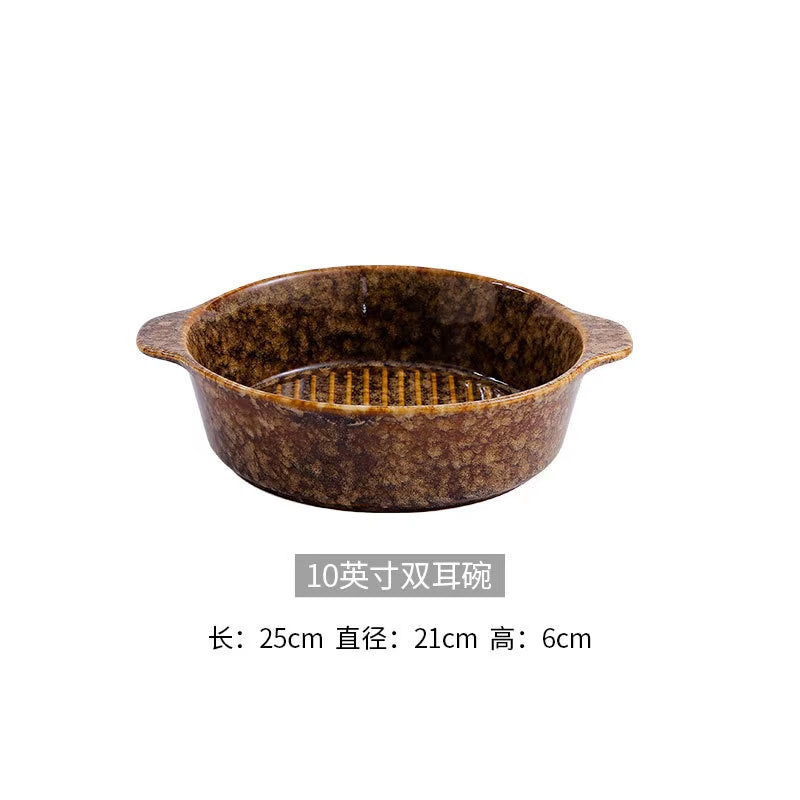 2023 Creative Japanese Style Ceramic Dishes & Plates Bowls Set Vintage Dish Steak Plate for Household Restaurant Porcelain