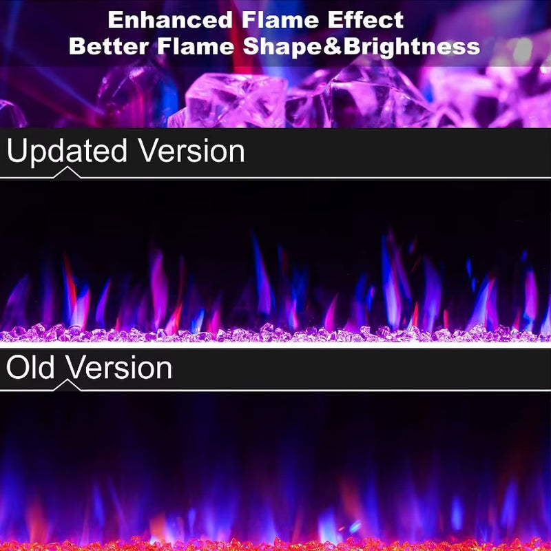 68 Inch LED 3D 5 Flame Brightness Ceramic Space Infrared Wall Recessed Electric Fireplace Heater