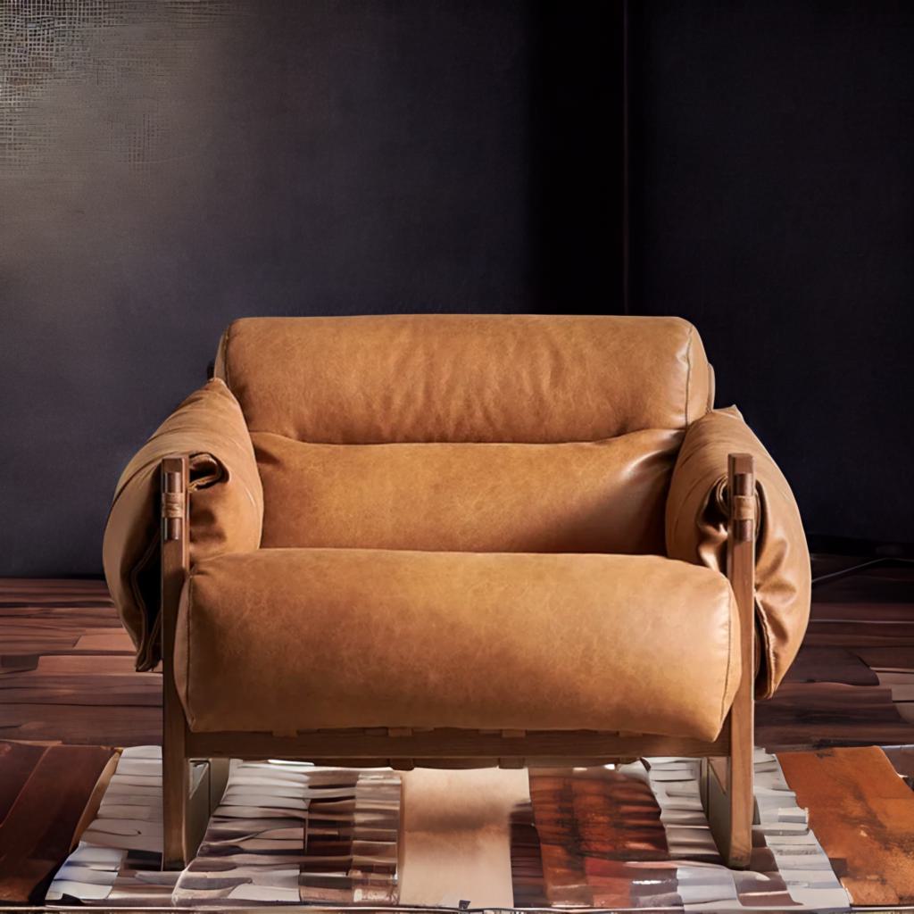 Nordic Grace Tan | Modern Fabric Lounge Dining Chair with Solid Wood Elegance