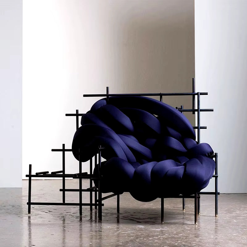 Contemporary Luxury Boa-Shaped Woven Sofa Chair for Living Room and Villa Decor