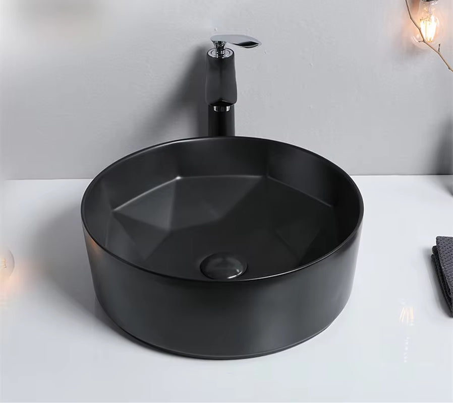 2020 Sanitary Ware WC Toilet Manufacturer Bathroom Ceramic Lavatory Black Plated round Shape Bathroom Sink