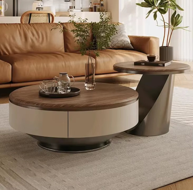 Classic Solid Wood Coffee Table Set Living Room Furniture Vintage Luxury round Coffee Table Modern Simple Design Coffee Table