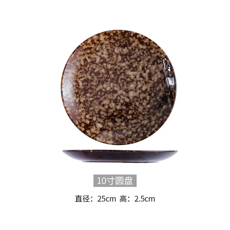 2023 Creative Japanese Style Ceramic Dishes & Plates Bowls Set Vintage Dish Steak Plate for Household Restaurant Porcelain