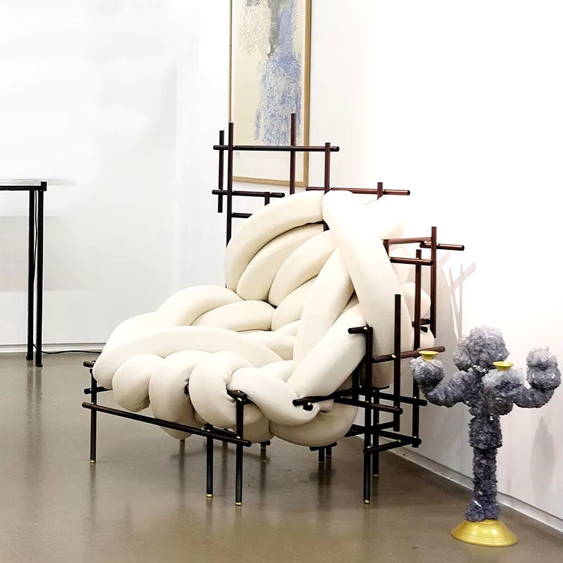 Contemporary Luxury Boa-Shaped Woven Sofa Chair for Living Room and Villa Decor