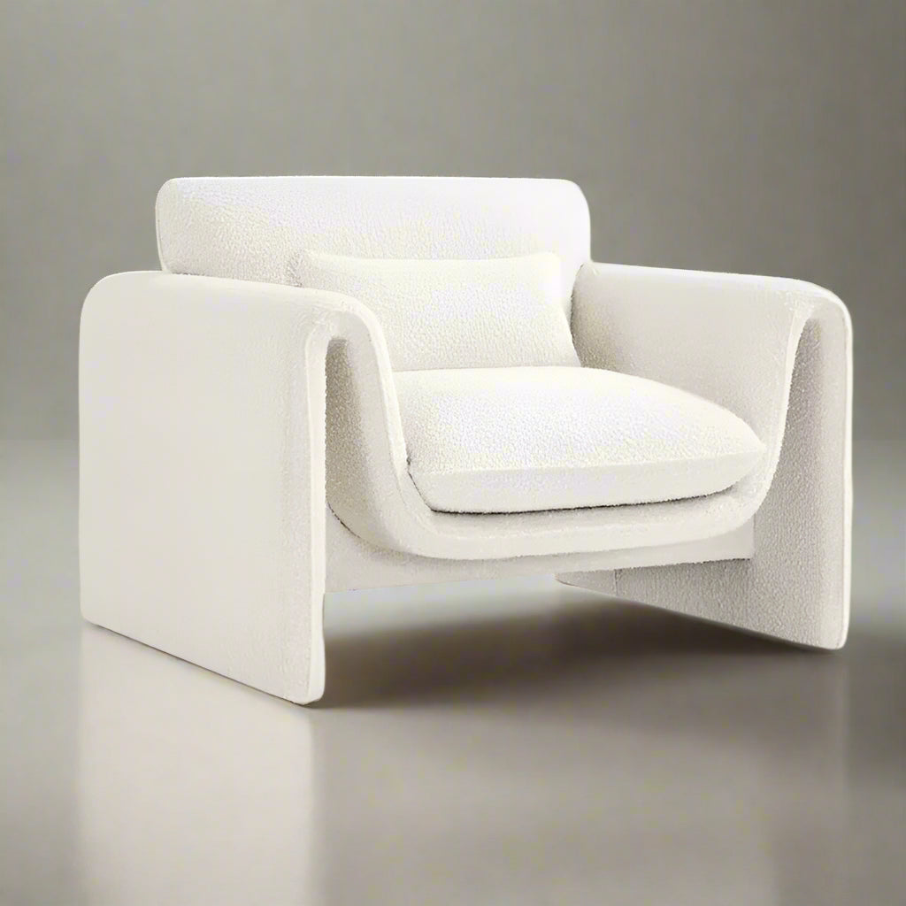 Contemporary Nordic Fabric Two-Seater Sofa in Cream with Wind Design for Small Spaces and Creative Environments