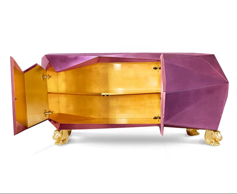 OEM Custom Diamond Pink Credenza Dining Room Furniture Sideboard Buffet Luxury Modern Design