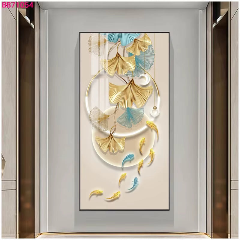 Abstract 3D Effect Crystal Porcelain Painting Wall Art Fish Picture Print for Home Decoration Tableau Mural Painting Art