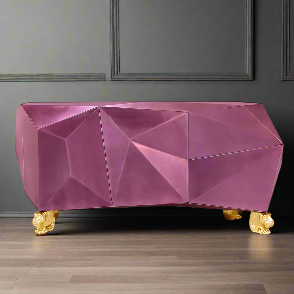 OEM Custom Diamond Pink Credenza Dining Room Furniture Sideboard Buffet Luxury Modern Design