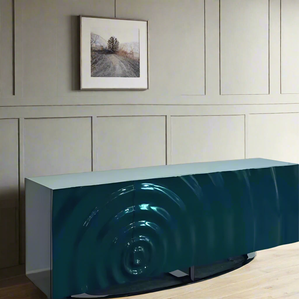 High Luxury Custom Luxury Villa Italian Designer Art Furniture Solid Wood Carved Water Ripple Sideboard
