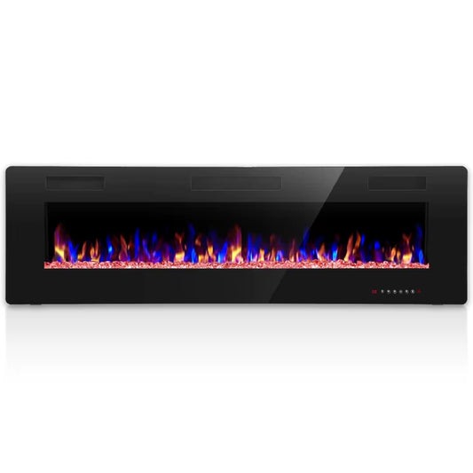 68 Inch LED 3D 5 Flame Brightness Ceramic Space Infrared Wall Recessed Electric Fireplace Heater