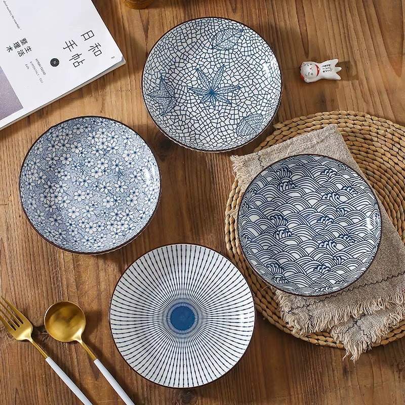 2023 China Factories 7 Inch 8 Inch Porcelain Plate 4 Designs Tableware Dinnerware Set Patterns Charger Plates Party Plates