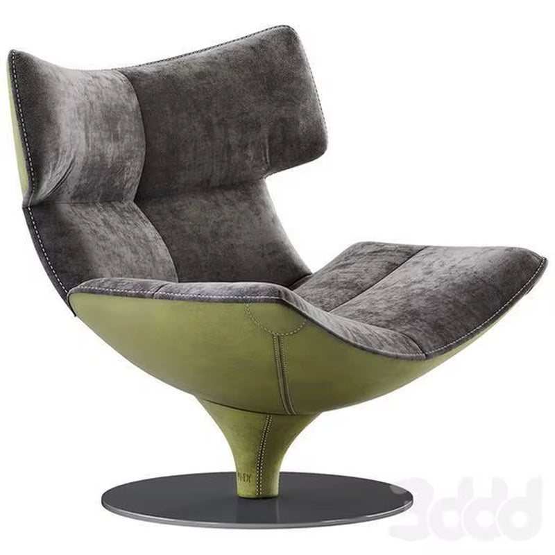 Contemporary Velvet Fabric Swivel Lounge Chair with Fiberglass Frame for Living Room