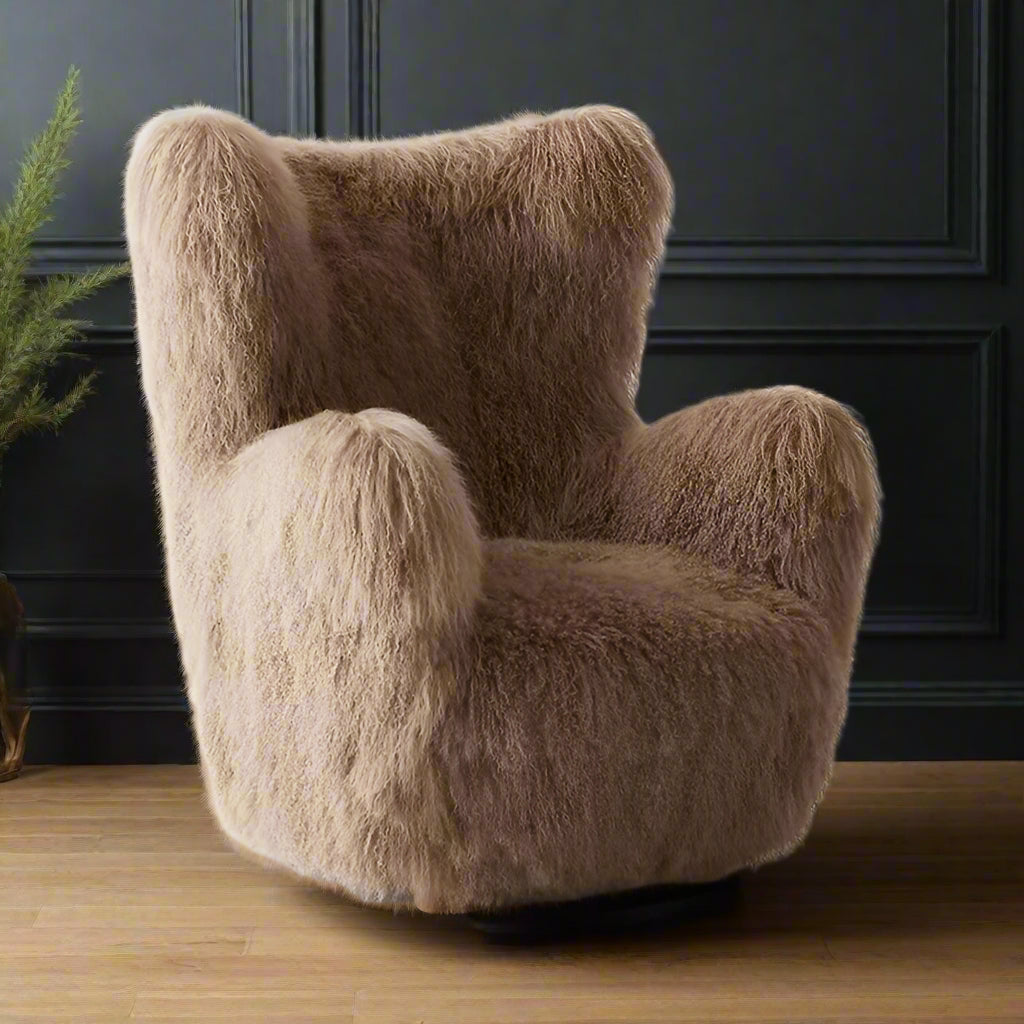 Cloudeluxe | Modern Sheepskin Lounge Chair – Teddy Fabric Armrest Sofa for Cozy Living