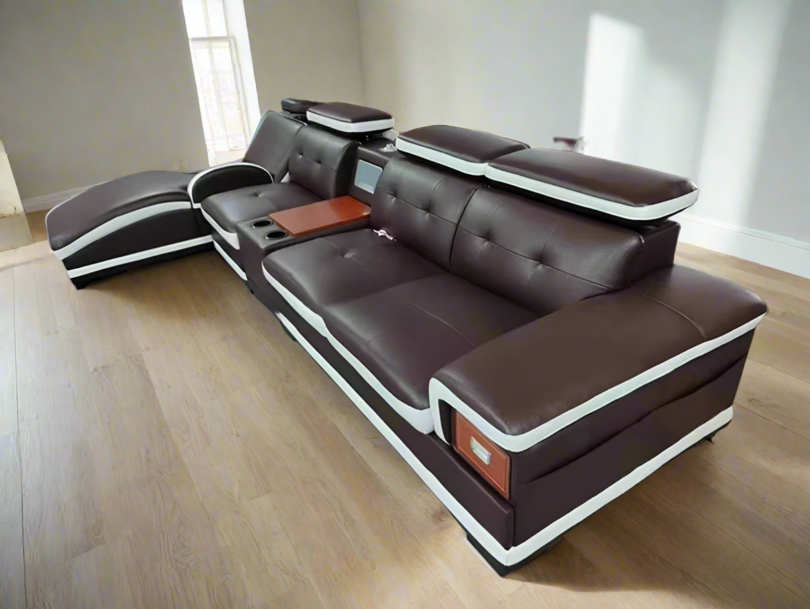Modern Leather Electric Sofa Set – Recliner with Massage Chair & Integrated Speakers