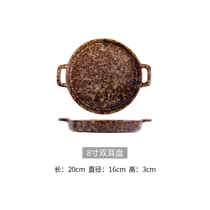 2023 Creative Japanese Style Ceramic Dishes & Plates Bowls Set Vintage Dish Steak Plate for Household Restaurant Porcelain