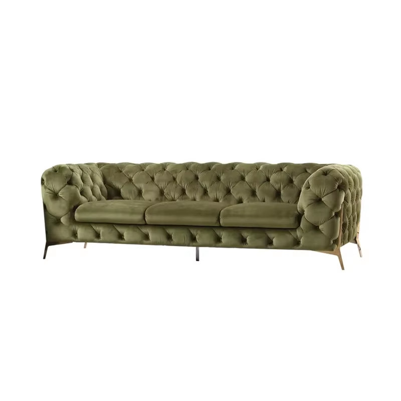 European Style Simple Design Bubble Sofa Set Living Room Button Sofa Velvet Sectional Sofa