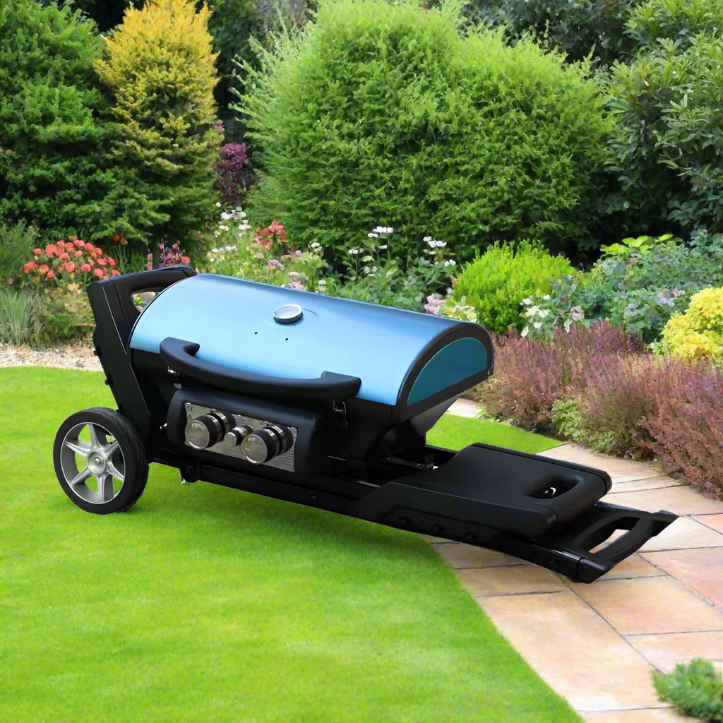 BBQ Gas Grill Folding Cart for Easy Transport Portable Propane Grill with Versatile Side Shelf for Outdoor Patio