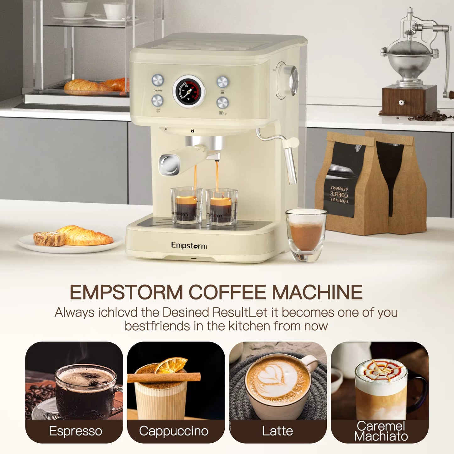 2024 New Product Professional Milk Frother Cappuccino Appliance Two in One Espresso Coffee Machine for Commercial Use