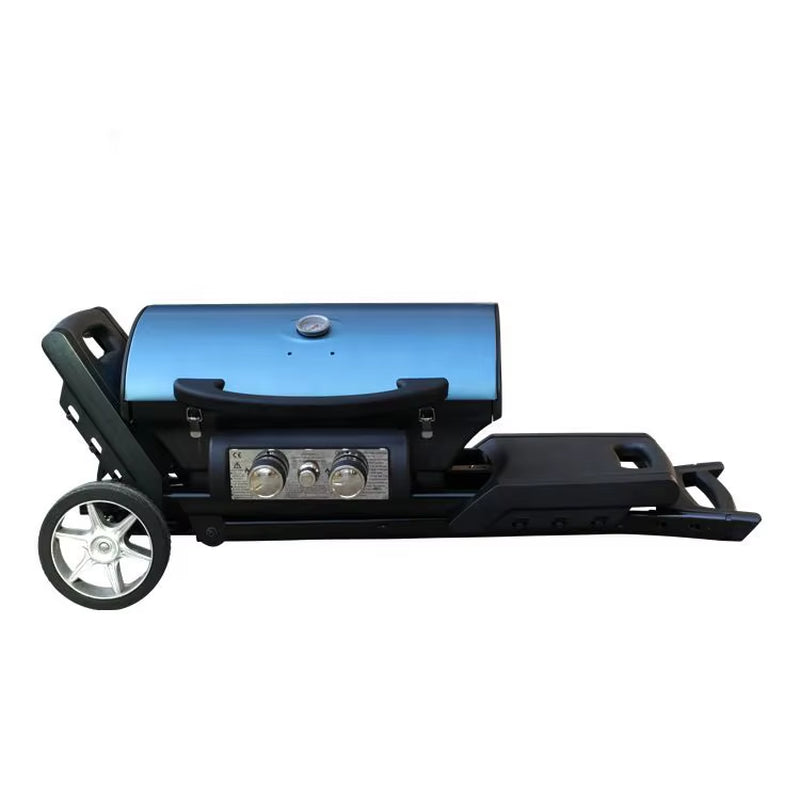 BBQ Gas Grill Folding Cart for Easy Transport Portable Propane Grill with Versatile Side Shelf for Outdoor Patio