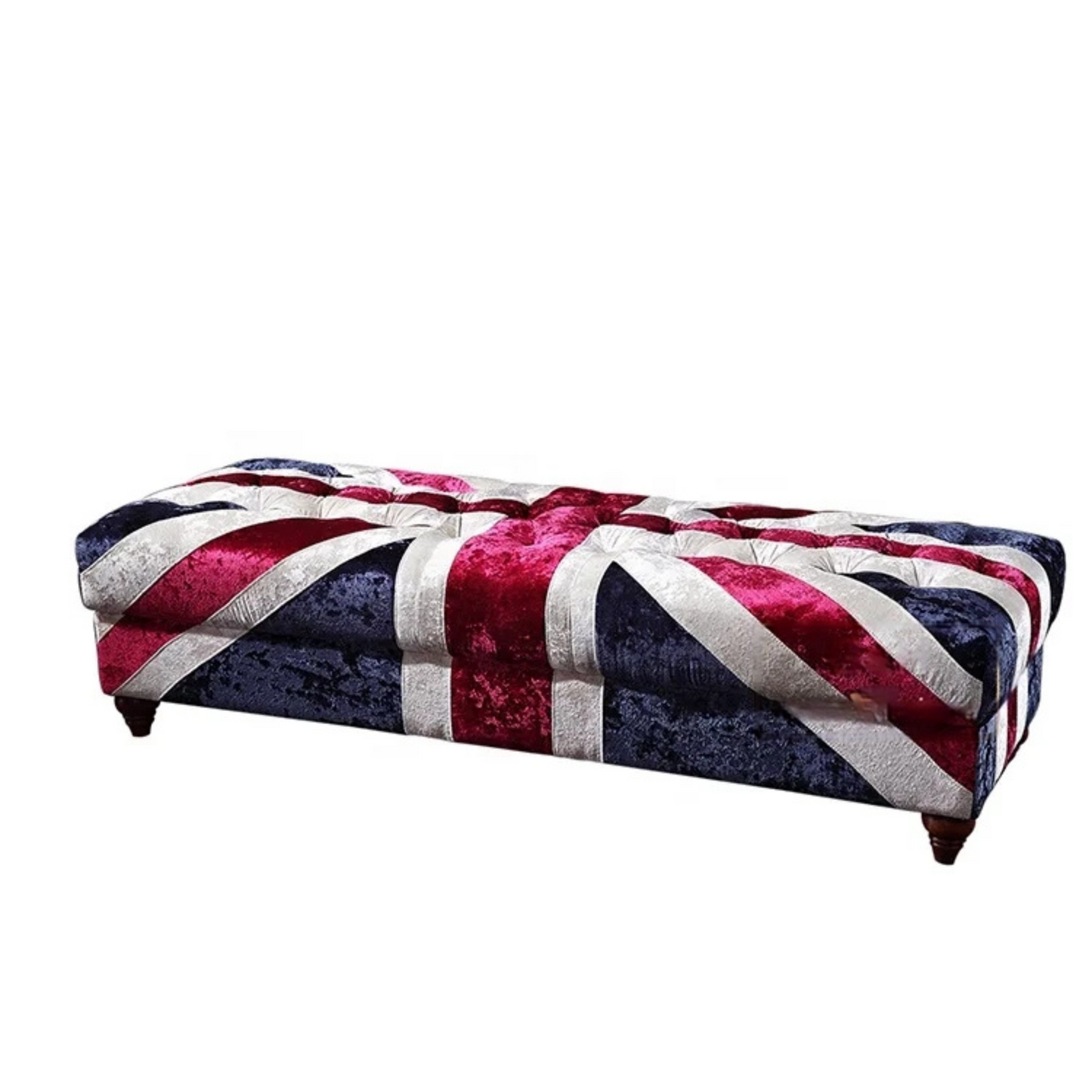 Royal Britannia | Traditional British Flag Velvet Tufted Ottoman & Chair Set