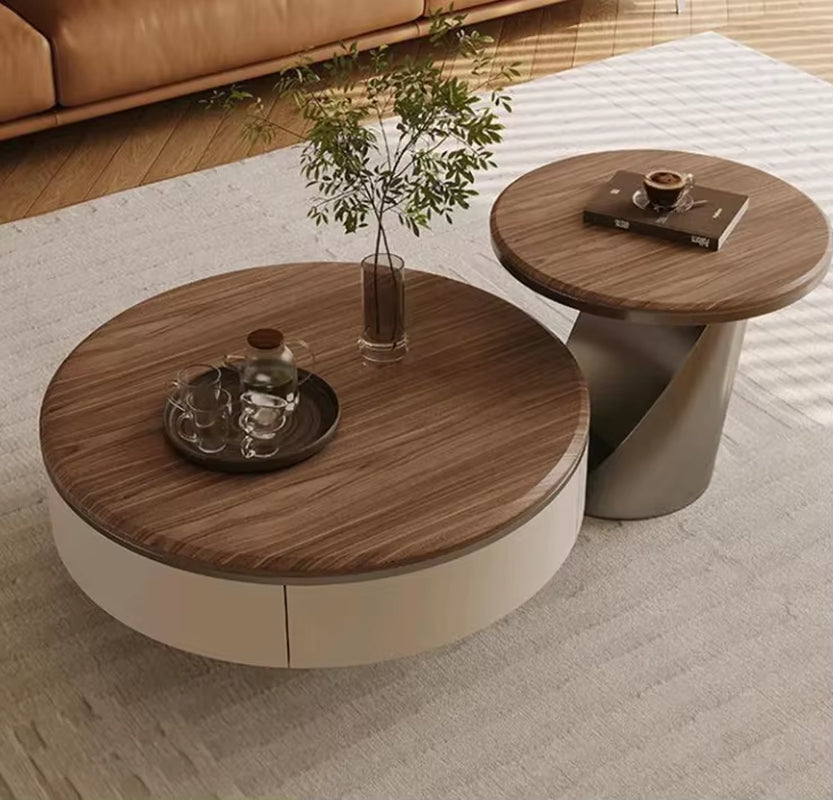 Classic Solid Wood Coffee Table Set Living Room Furniture Vintage Luxury round Coffee Table Modern Simple Design Coffee Table
