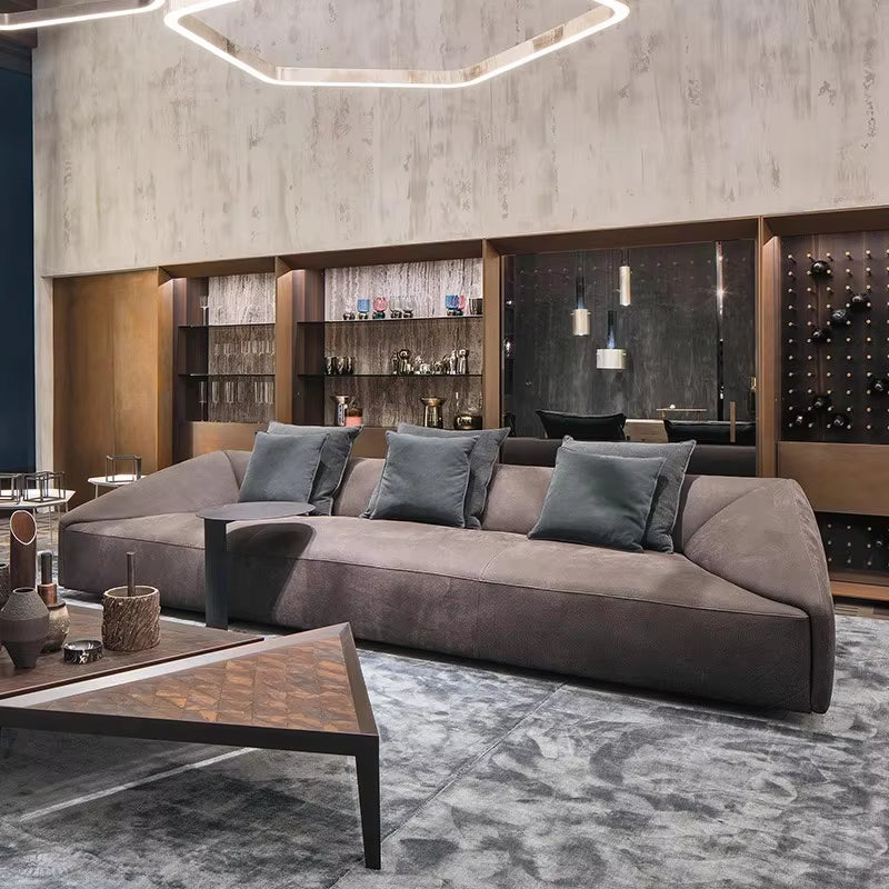 2024 Contemporary Italian Luxury Velvet Sectional Sofa Set with Legless Design for Living Room