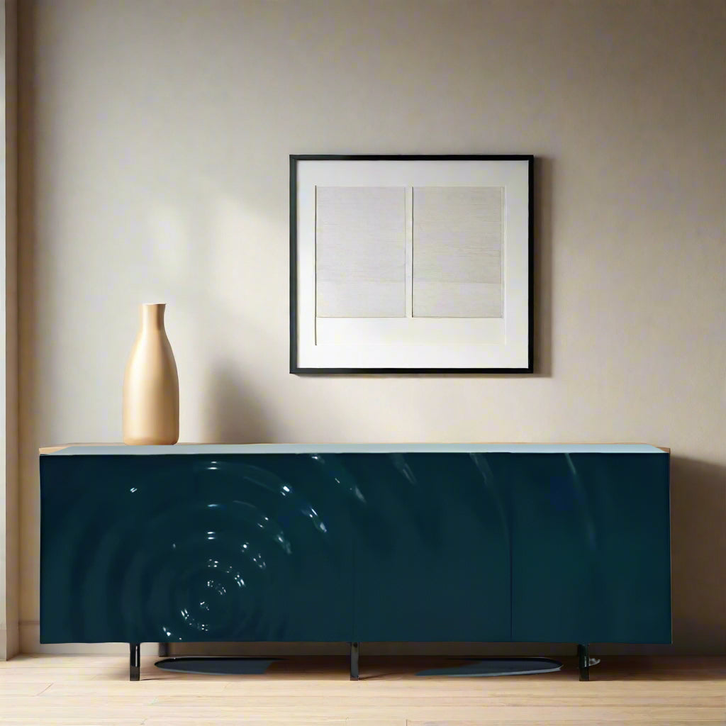 High Luxury Custom Luxury Villa Italian Designer Art Furniture Solid Wood Carved Water Ripple Sideboard