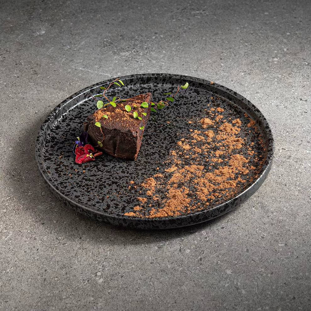 2025 Matte Black Porcelain Assiettes Dinnerware Japanese Speckle Plates Set Dishes for Restaurant Hotel Bowl Ceramic Tableware
