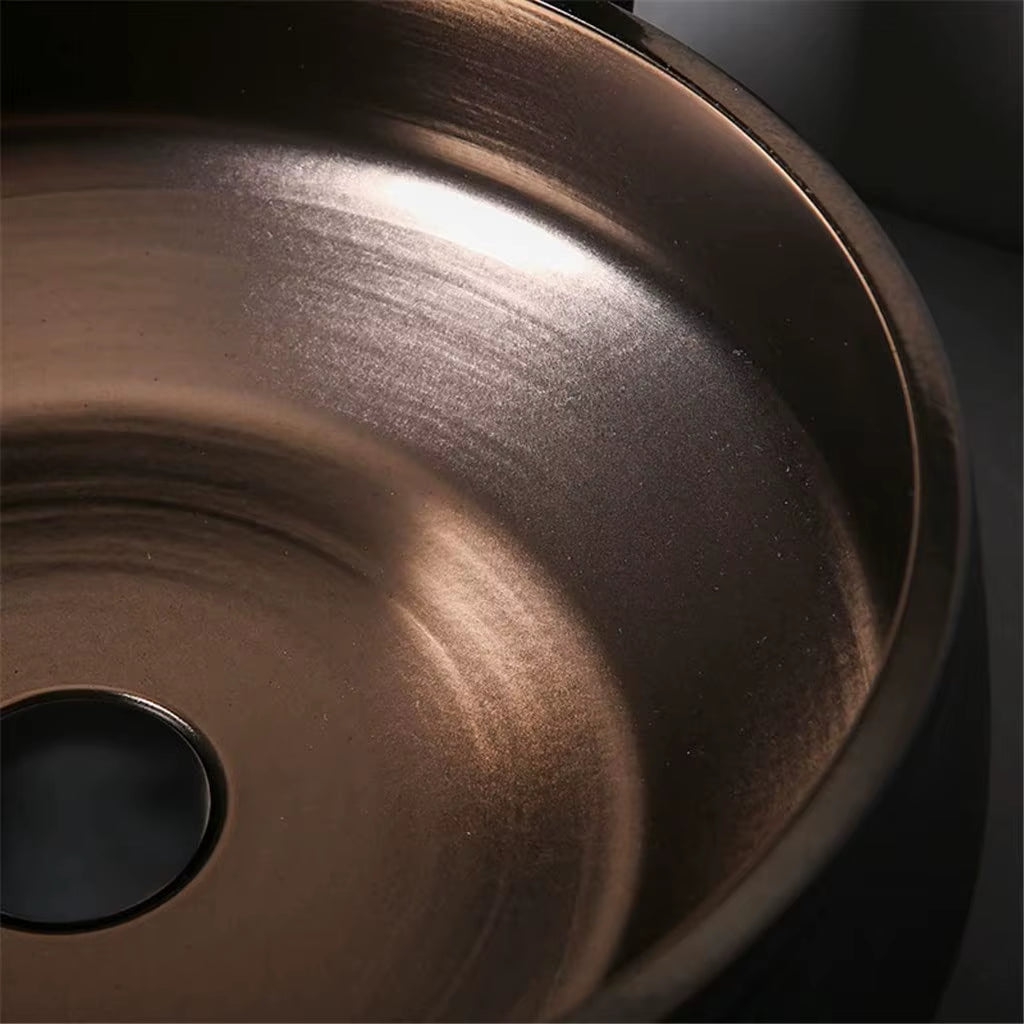 Bathroom Sinks Black above Counter Basin Light Luxury Style Ceramic Washbasin Black Gold Glaze Creative Wash Basin Single B
