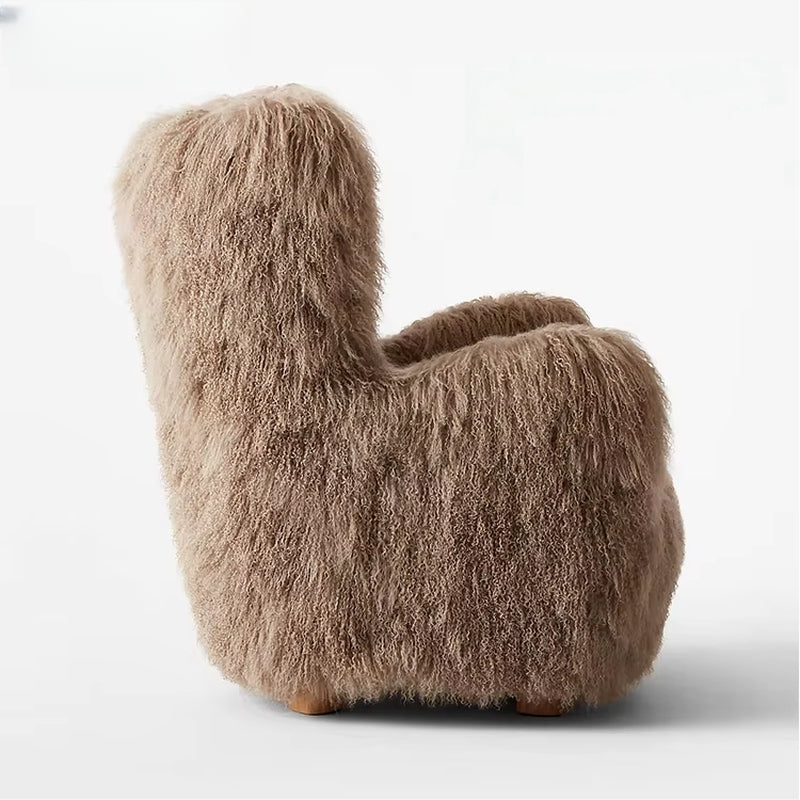 Cloudeluxe | Modern Sheepskin Lounge Chair – Teddy Fabric Armrest Sofa for Cozy Living