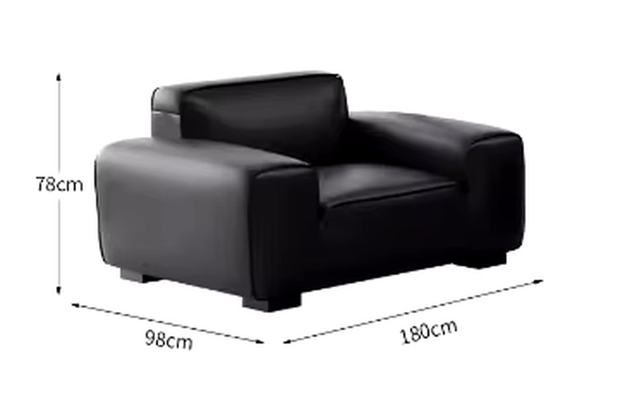 2024 Italian Luxury Leather Sofa Combination Modern Minimalist Black Cow Leather for Living Room Straight New Arrival