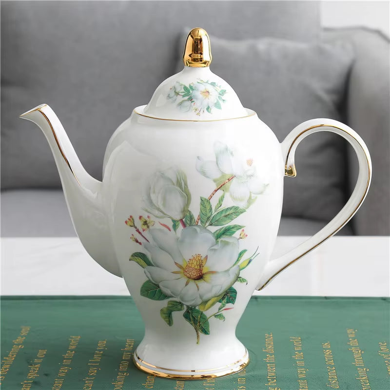 Bone Porcelain Coffee Set Coffee Cup Dish Spoon New Chinese Flower Tea Set