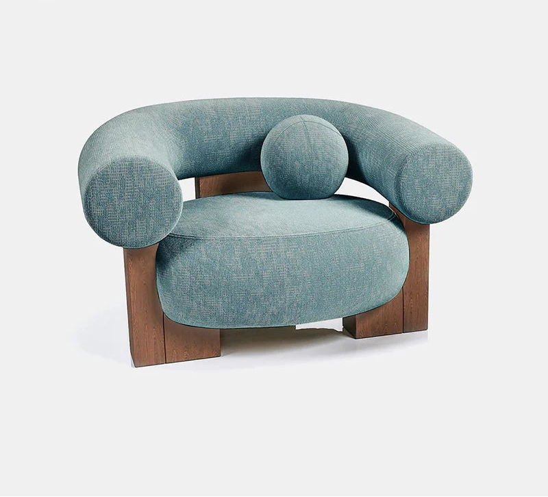 NordicNova | Modern Minimalist Solid Wood Fabric Sofa – Designer Lounge Seating with stool