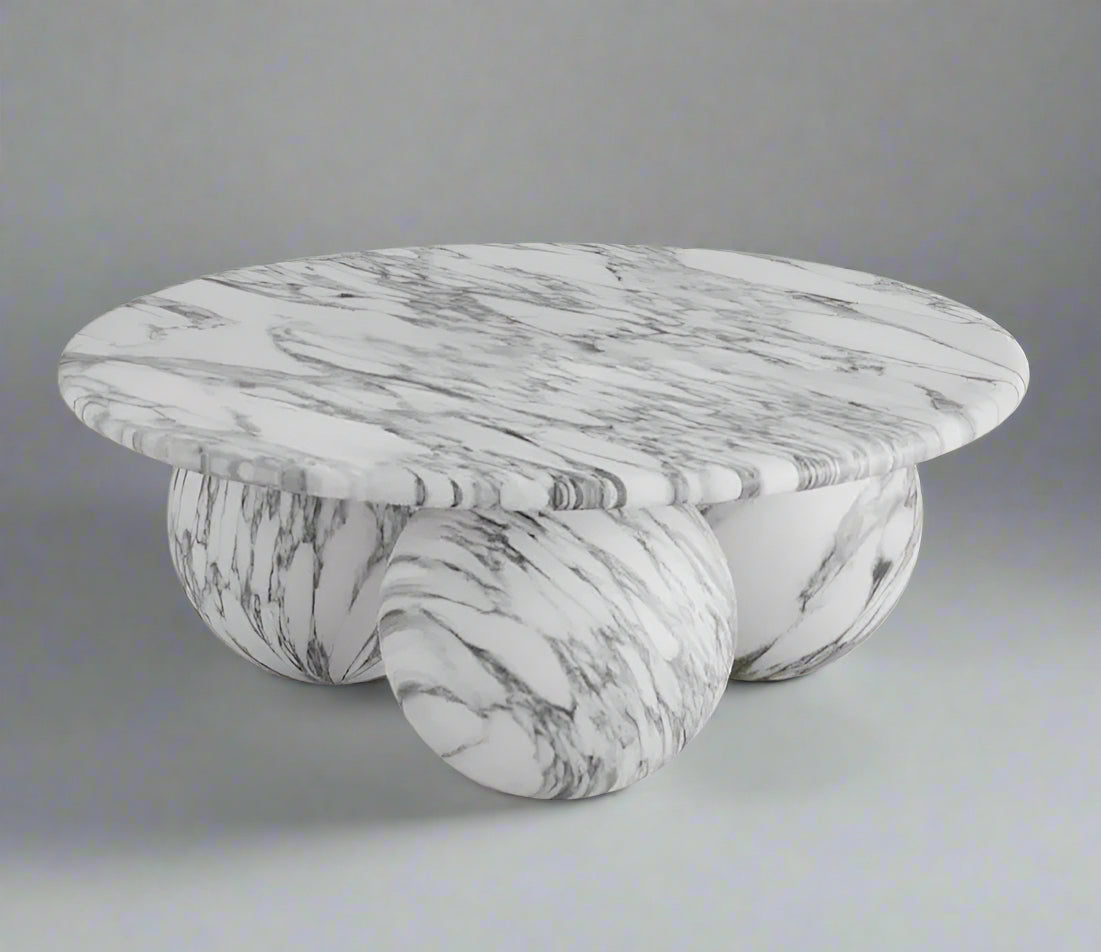 Calacatta Viola Marble Orb Base Coffee Table | Modern Sculptural Luxury
