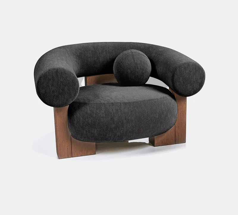 NordicNova | Modern Minimalist Solid Wood Fabric Sofa – Designer Lounge Seating with stool