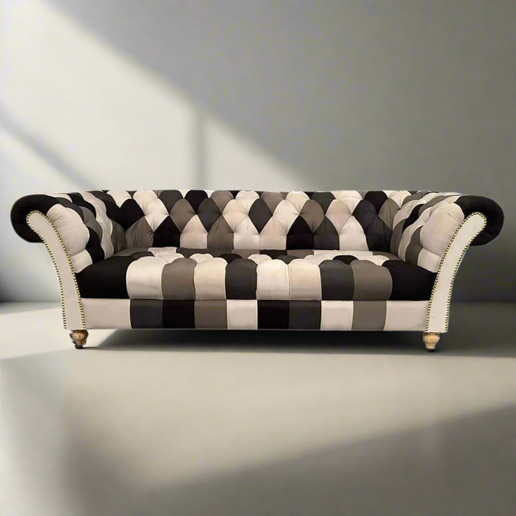 The Windsor Chesterfield | Multicolor Tufted 3-Seater Fabric Sofa