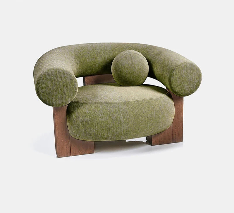 NordicNova | Modern Minimalist Solid Wood Fabric Sofa – Designer Lounge Seating with stool