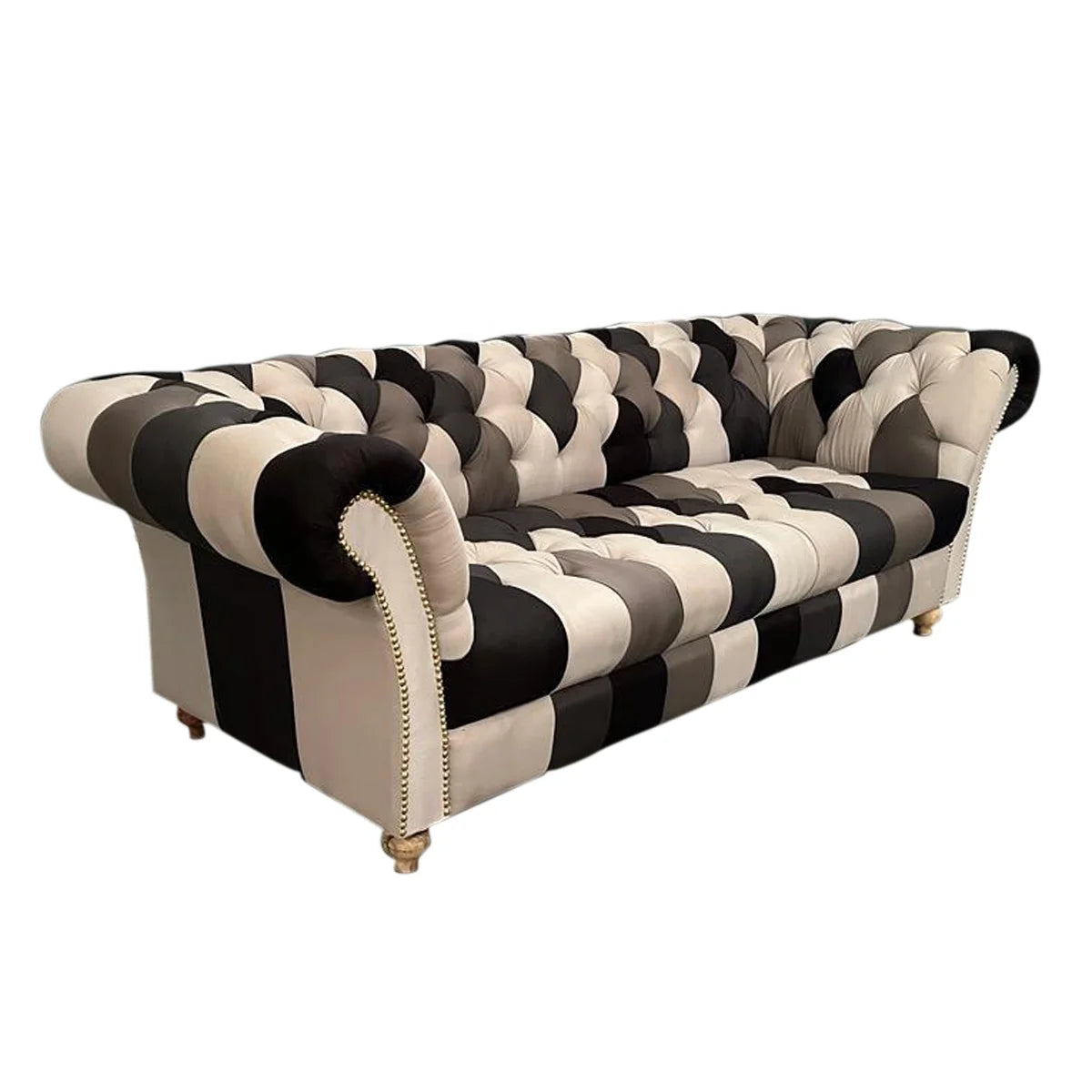 The Windsor Chesterfield | Multicolor Tufted 3-Seater Fabric Sofa