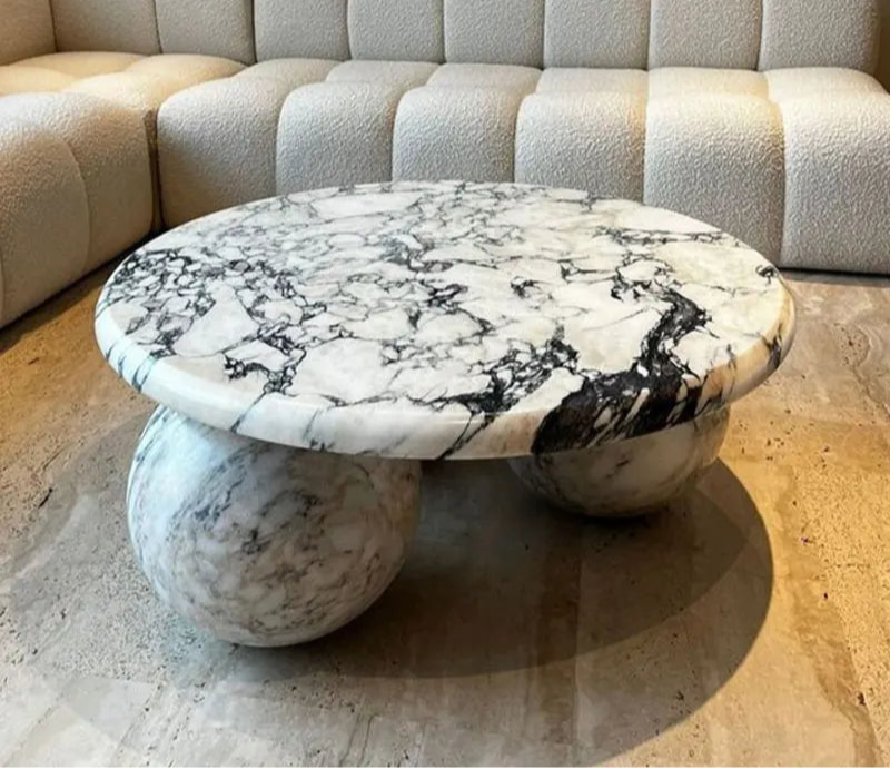 Calacatta Viola Marble Orb Base Coffee Table | Modern Sculptural Luxury