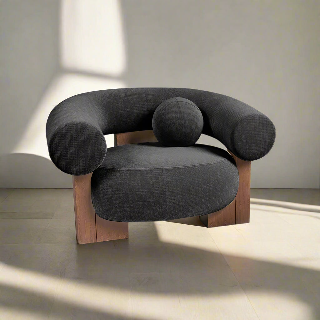 NordicNova | Modern Minimalist Solid Wood Fabric Sofa – Designer Lounge Seating with stool